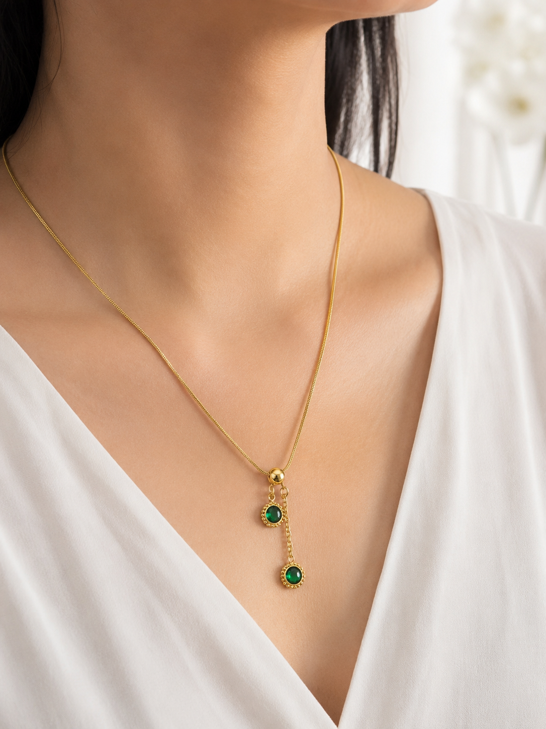 Aura Green Drop Necklace