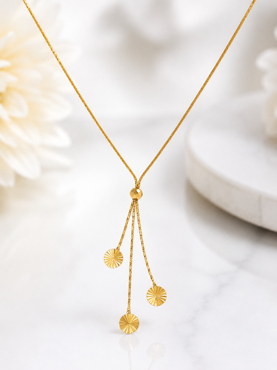 Luna Disc Lariat Necklace