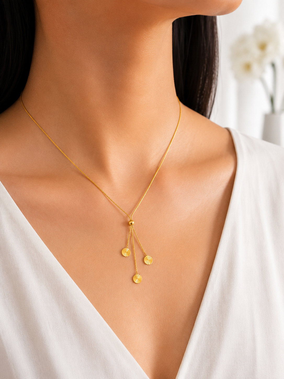 Luna Disc Lariat Necklace