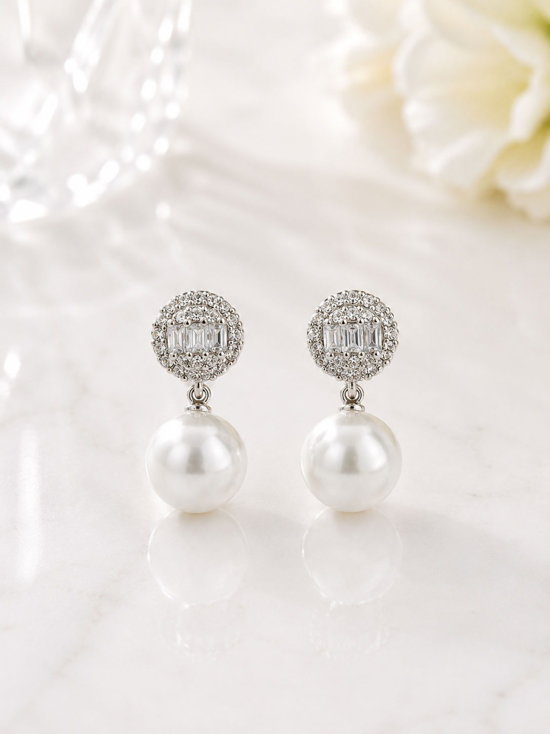 Silver Pearl Drop Earrings