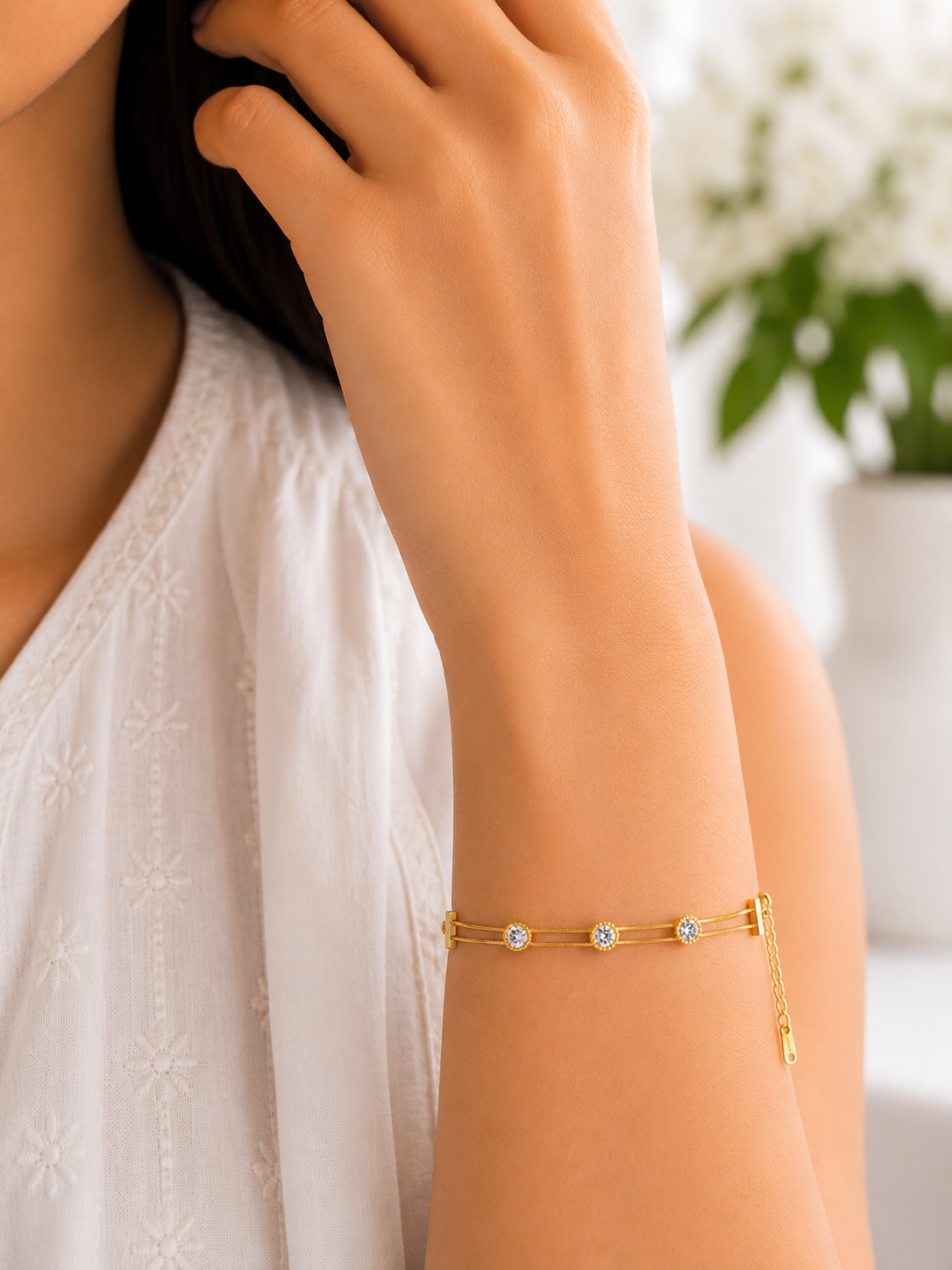 Golden Triple Crystal Bracelet