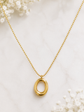 Golden Oval Pendant Necklace