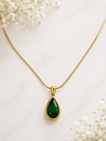 Green Emerald Teardrop Necklace