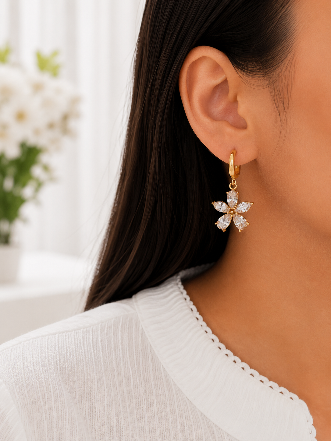 Floral Hoop Earrings