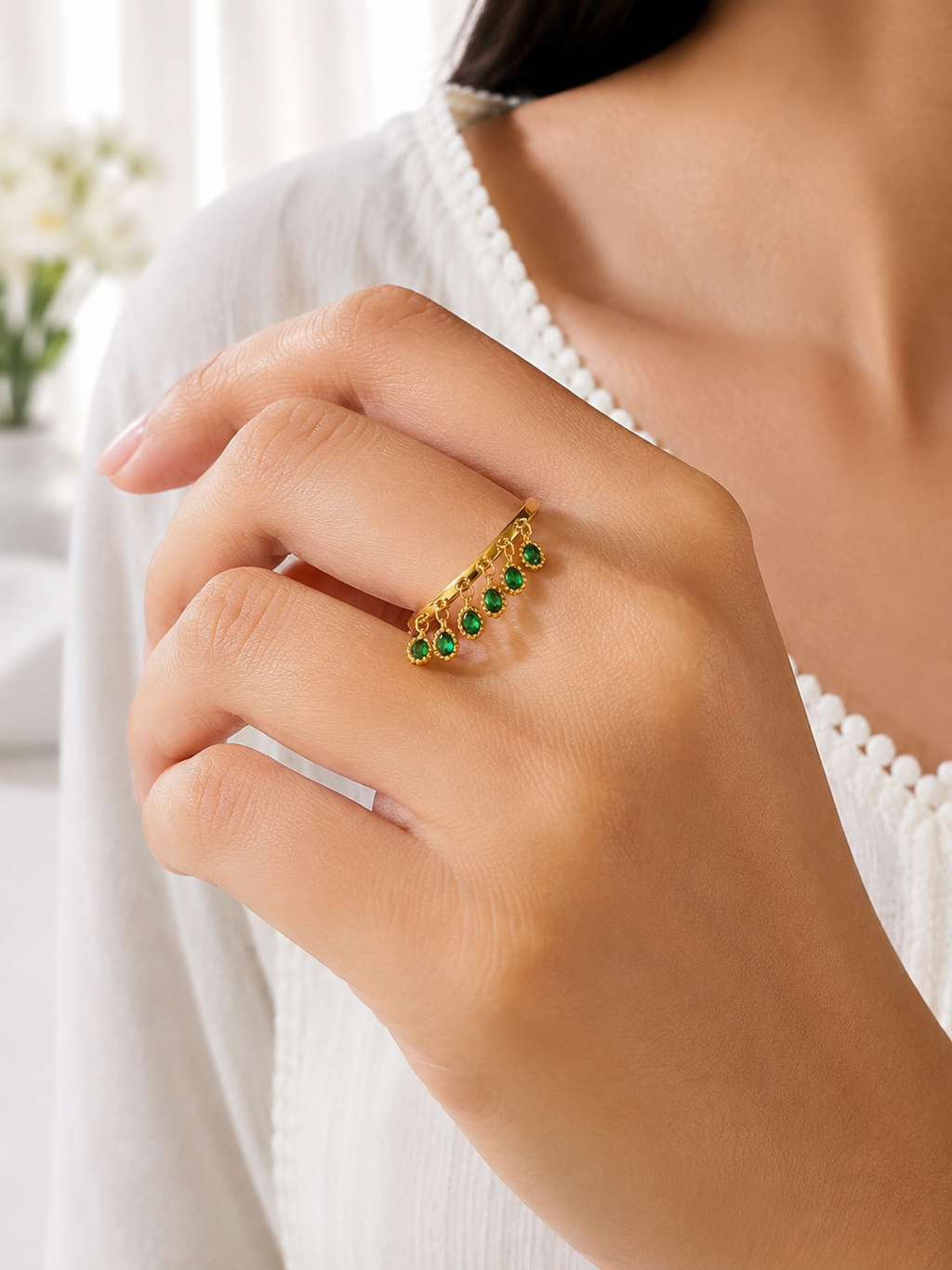 Green Charm Ring