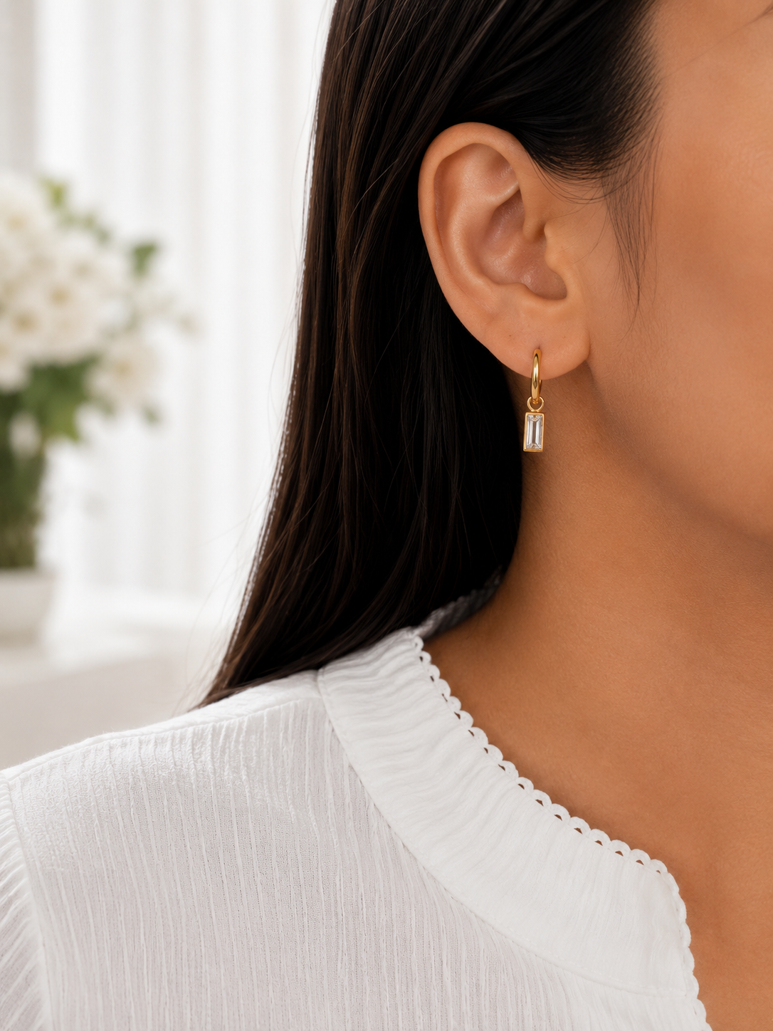 Crystal Bar Hoop Earrings