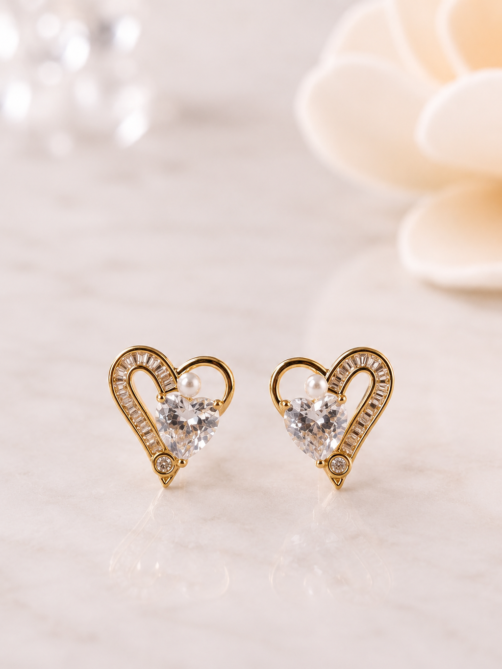 Crystal Heart Stud Earrings