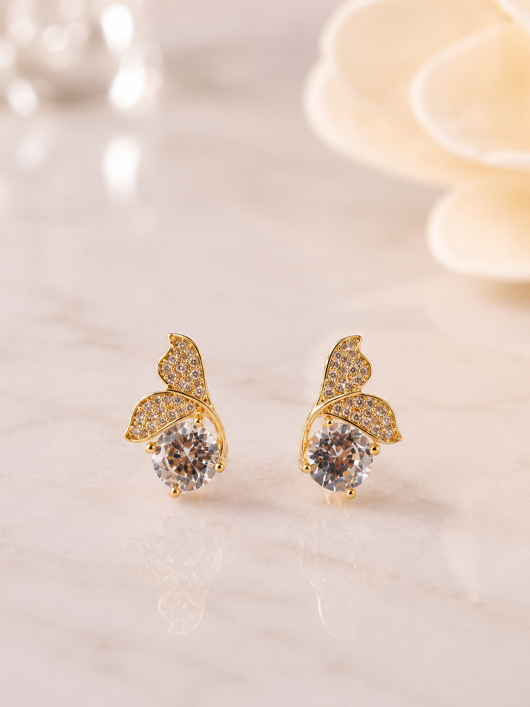 Crystal Leaf Stud Earrings