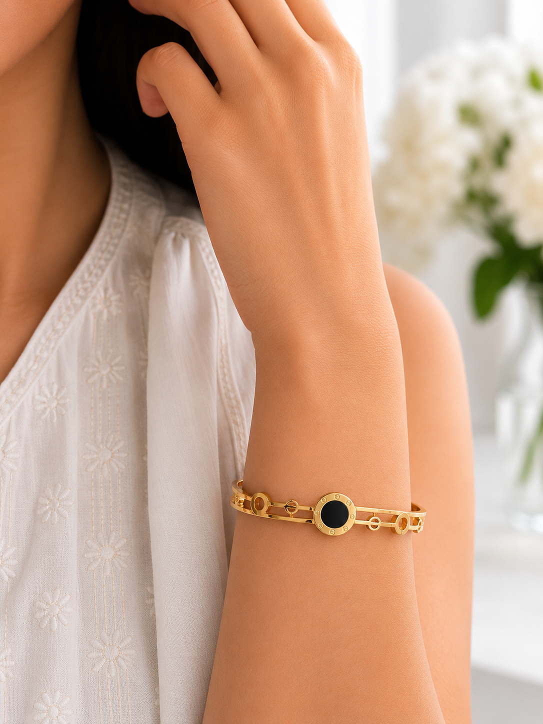 Golden Eclipse Bangle Bracelet