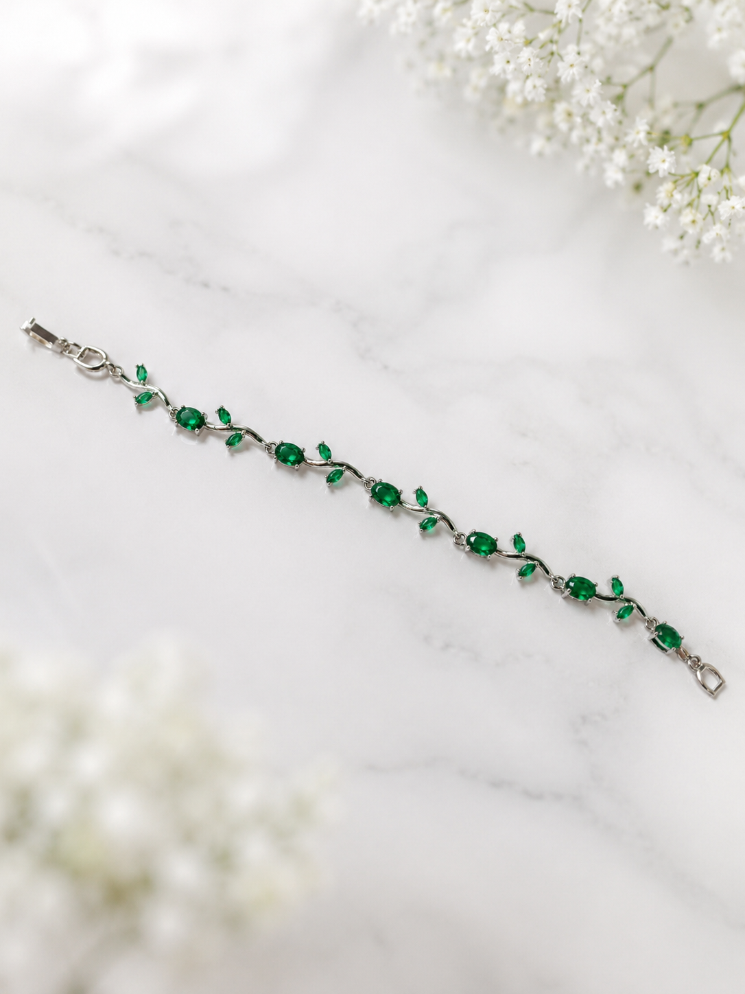 Red-Green Vine Crystal Bracelet
