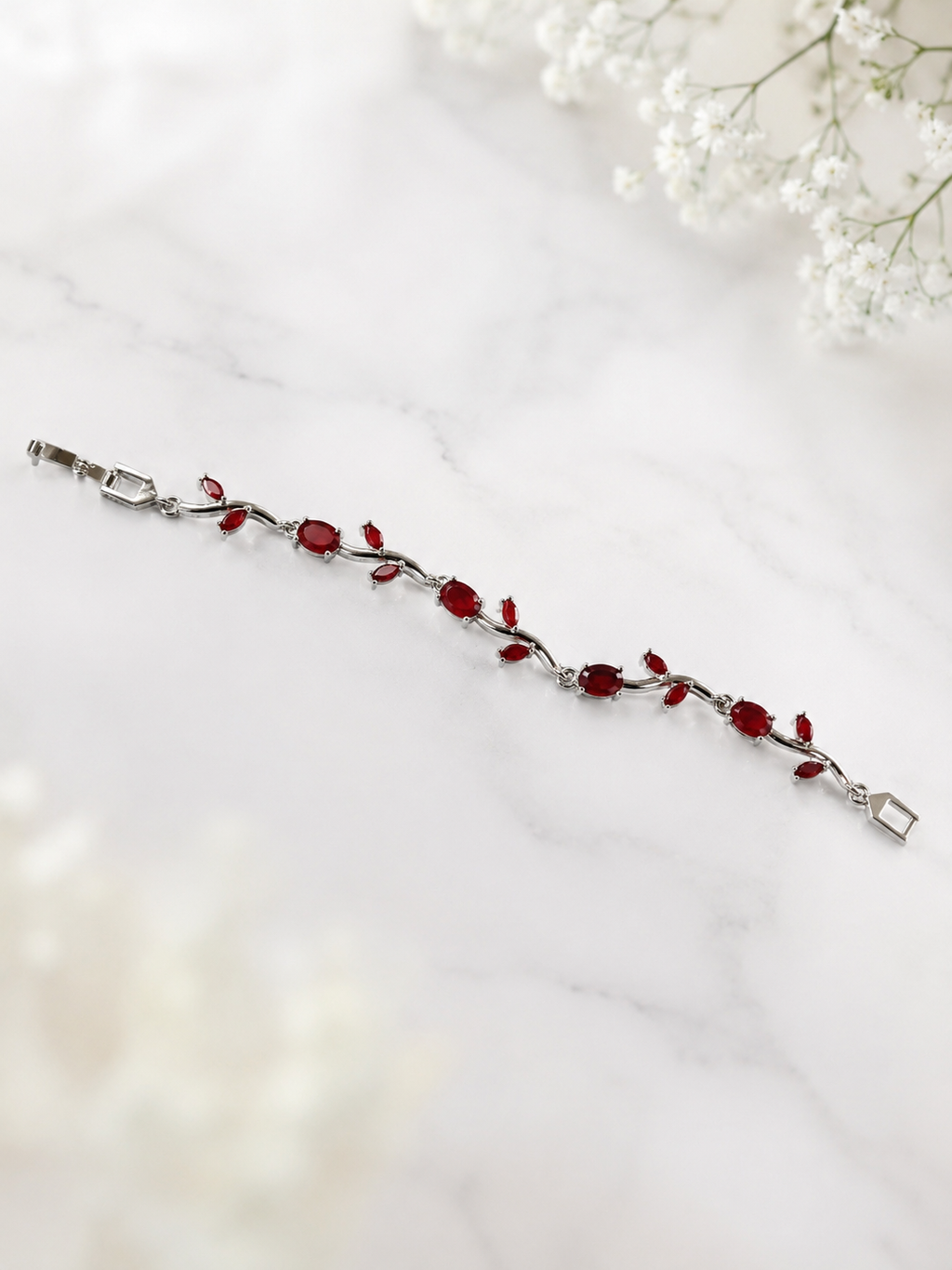 Red-Green Vine Crystal Bracelet