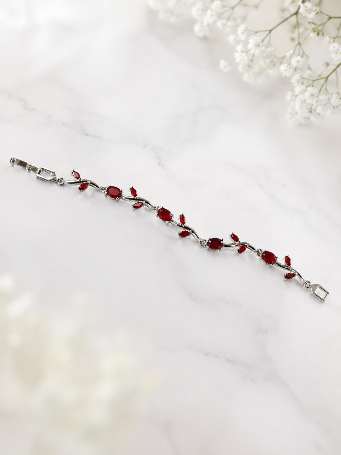 Red-Green Vine Crystal Bracelet
